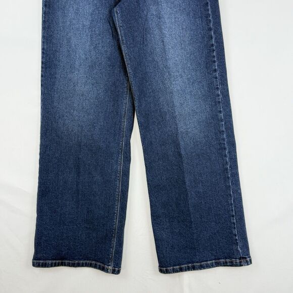 Nine West Wide Leg Jean Size 6 Dark Wash Decorative Studs High Rise Stretch - Picture 12 of 16